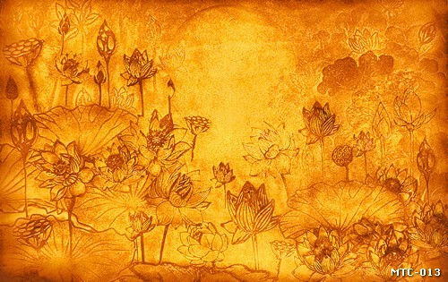 Tranh in trúc chỉ phòng thờ hoa sen  MTC-013